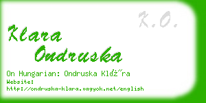 klara ondruska business card